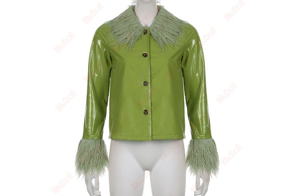 Street Style Leather Jacket Women Fur Short Coat Winter Work Jackets Kameymall