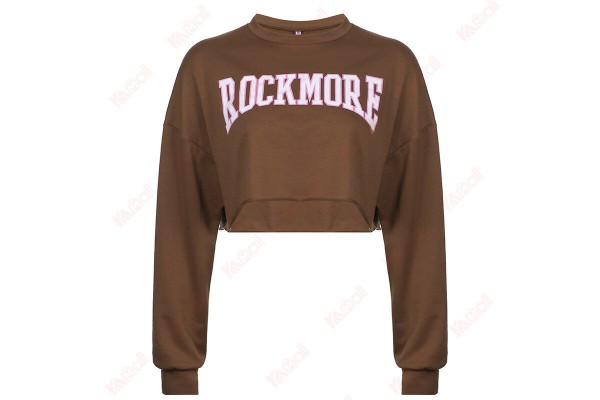 Letter Print Cropped Sweatshirt Long Sleeve Casual Top Lounge Sweatshirts Kameymall