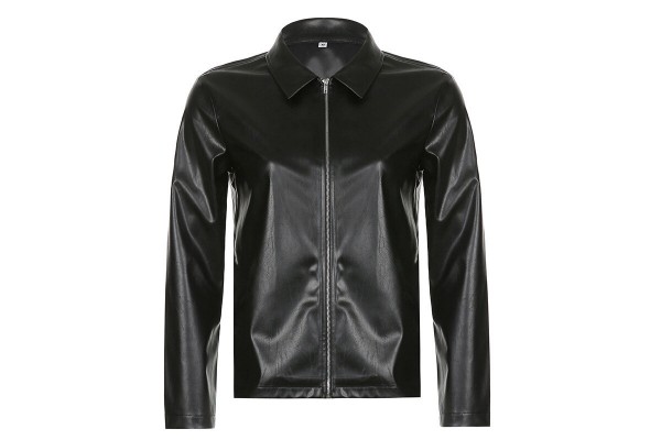 Temperament Pu Leather Jacket Racer Jacket Solid Color Pretty Jackets Kameymall