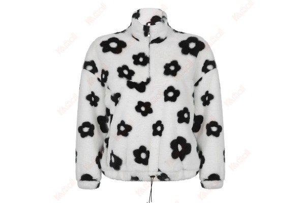 Zipper Plush Warm Sweater Faux Leather Jacket Winter Work Jackets Kameymall