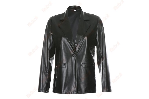 Solid Color Motorcycle Jacket Casual Leather Knitted Jackets Women Kameymall