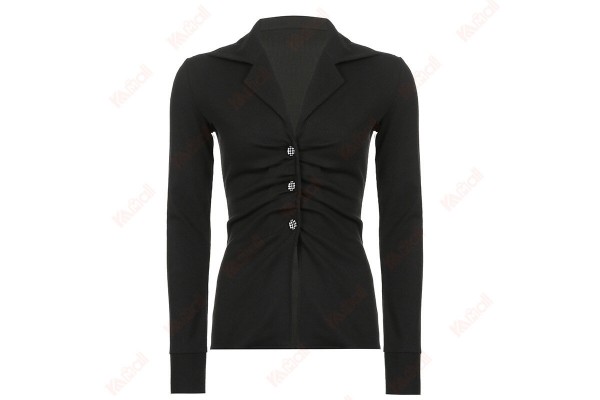 Light Familiar Black Coat Women Long Sleeved Top Stylish Jackets Womens Kameymall