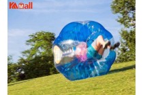 Zorb Ball Inflatable Bubble Soccer Half Transparent Blue For Outdoor Grass Game 
