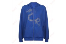 Inlaid Rhinestones Fluffy Hoodie Long Sleeve Loose Premium Hoodies Kameymall
