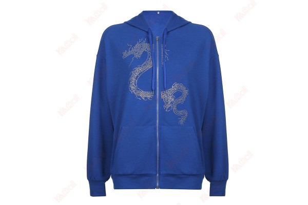 Inlaid Rhinestones Fluffy Hoodie Long Sleeve Loose Premium Hoodies Kameymall