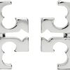 Tory Burch Women's Small Logo Stud Earrings (Tory Silver)-0