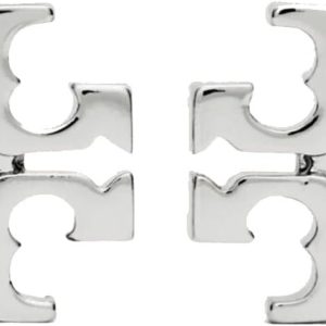 Tory Burch Women's Small Logo Stud Earrings (Tory Silver)-0