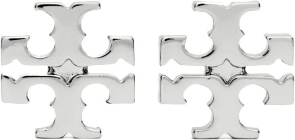 Tory Burch Women's Small Logo Stud Earrings (Tory Silver)-0
