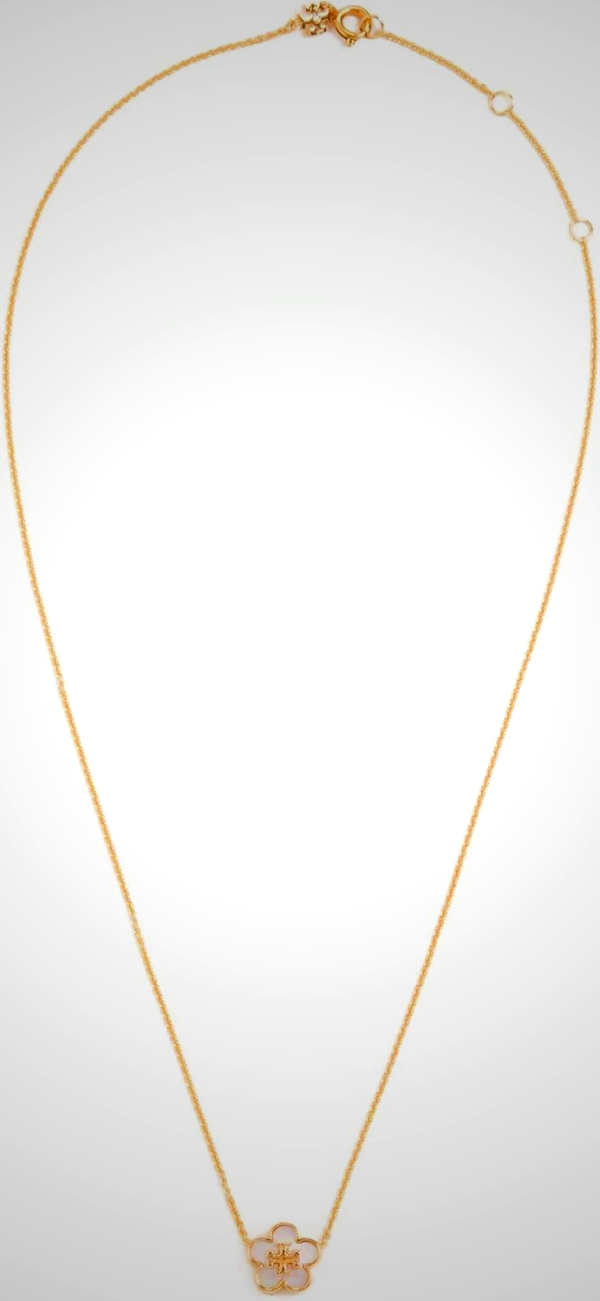 Tory Burch Kira Flower Pendant in Tory Gold with Mother of Pearl
