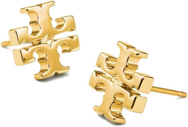 Tory BurchWomen's Large Logo Stud Earrings (Tory Gold) large intestine