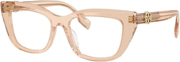 Tory Burch TY 2158U 1954 Transparent Brown Plastic Cat-Eye Eyeglasses 51mm typescript