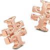 Tory Burch Women's Small Logo Stud Earrings (Rose Gold) smallable
