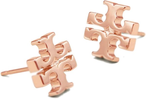 Tory Burch Women's Small Logo Stud Earrings (Rose Gold) smallable