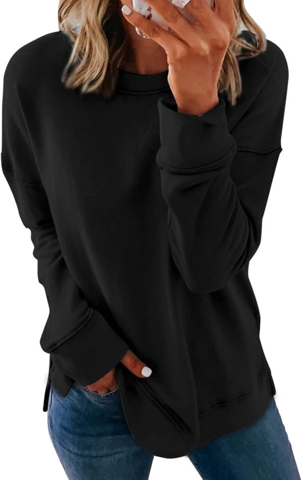 Dokotoo Women's Casual Crew Neck Sweatshirt Loose Soft Long Sleeve Pullover Tops-0