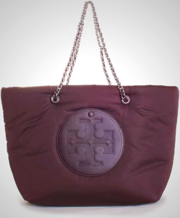 Tory Burch Ella Puffy Chain Tote for Women - Black Tempranillo