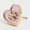 Tory Burch Women's Kira Heart Studs, Tory Gold/Pink, One Size student medicover