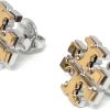 Tory Burch Women's Small Logo Stud Earrings (Two Toned - Tory Gold/Tory Silver)-1