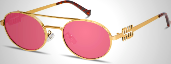 Retro Oval 90s Metal Sunglasses for Women, 2025 Trendy Chic Gold Frame