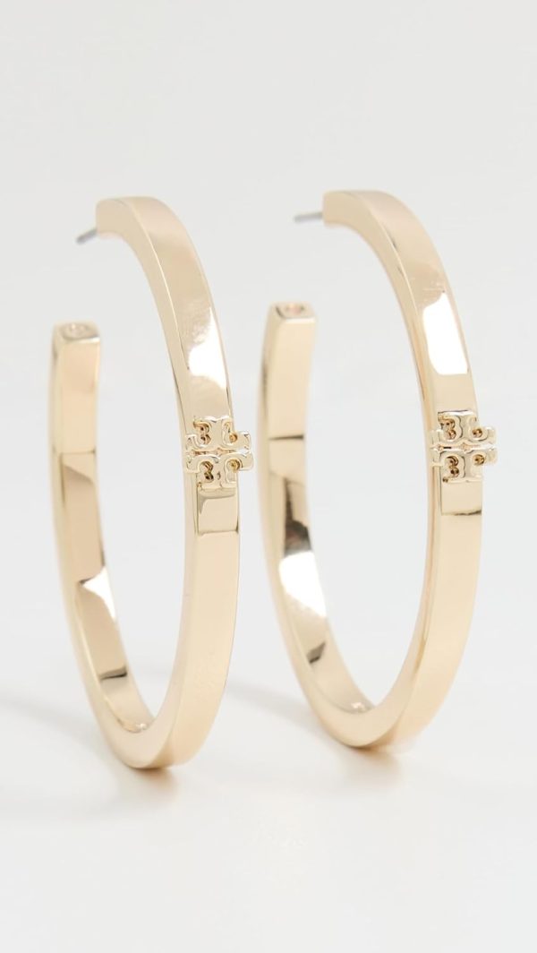 Tory Burch Women's Kira Hoop Earrings, Tory Gold, One Size-1