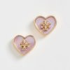 Tory Burch Women's Kira Heart Studs, Tory Gold/Pink, One Size kira yoshikage