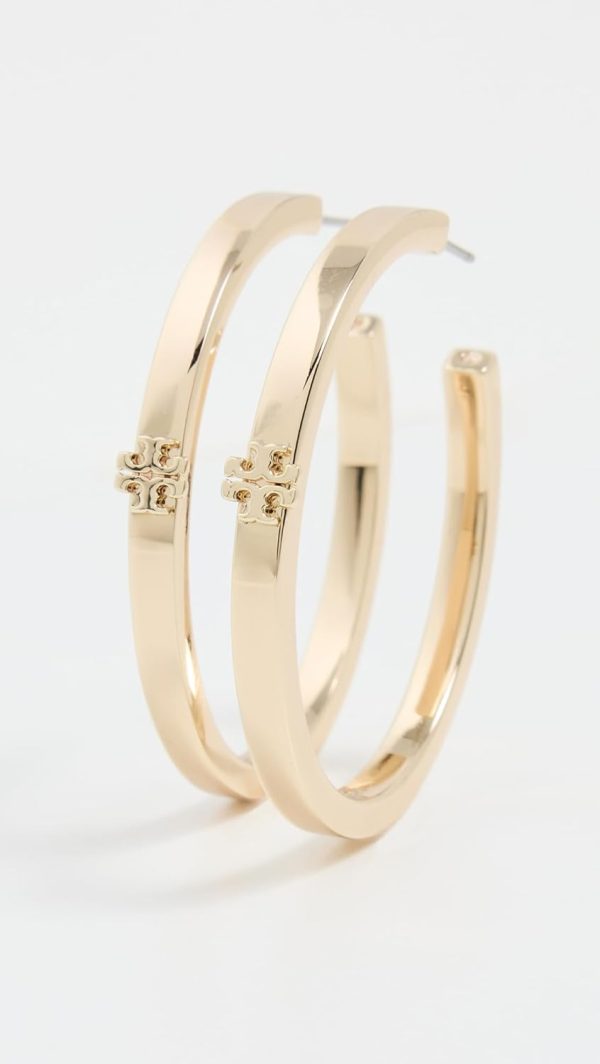 Tory Burch Women's Kira Hoop Earrings, Tory Gold, One Size-3