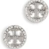 Tory Burch Women's Miller Pave Stud Earrings, Tory Silver/Crystal, One Size-0