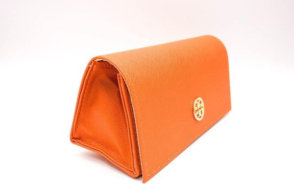 Tory Burch Large Orange Triangular Sunglass Case + Bundle with eSHADES Luxury Eyewear Kit-1