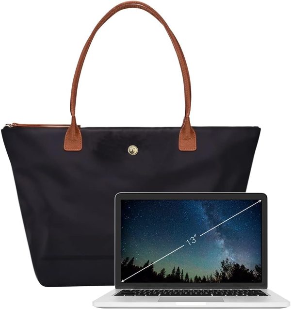 GM LIKKIE Women's Nylon Tote Bag - Foldable Hobo Shoulder Purse (Black2) nylon tote bag