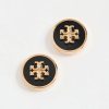 Tory Burch Women's Kira Enamel Circle Stud Earrings, Tory Gold/Black, One Size enamel pot