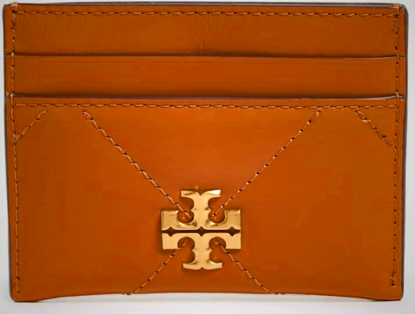 Tory Burch Women's Kira Chevron Diamond Quilt Card Case - Black & Classic Chestnut