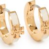 Tory Burch Women's Kira Enamel Huggie Earrings, Tory Gold/New Ivory, One Size-0