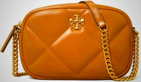 Tory Burch Women's Kira Diamond Quilt Camera Bag in Chestnut & Black