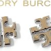 Tory Burch Extra Large Logo Stud Earring Two Toned Gold Silver 5/8'' WIde, Multi-2