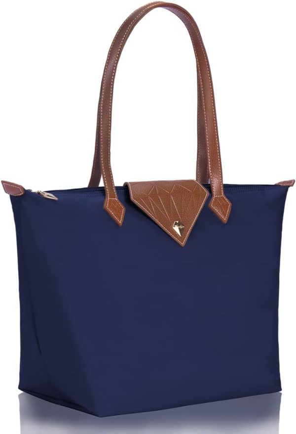 Women's Waterproof Nylon Tote Bag - Stylish Folding Shoulder Bag for Work & Travel nylon