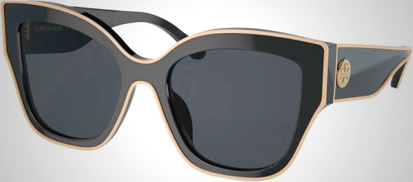 Tory Burch Sunglasses TY 7184 U 192987 Black With Ivory Piping