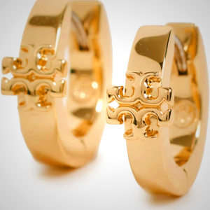 Tory Burch Kira Huggie Hoops in Tory Gold - One Size Women's Earrings