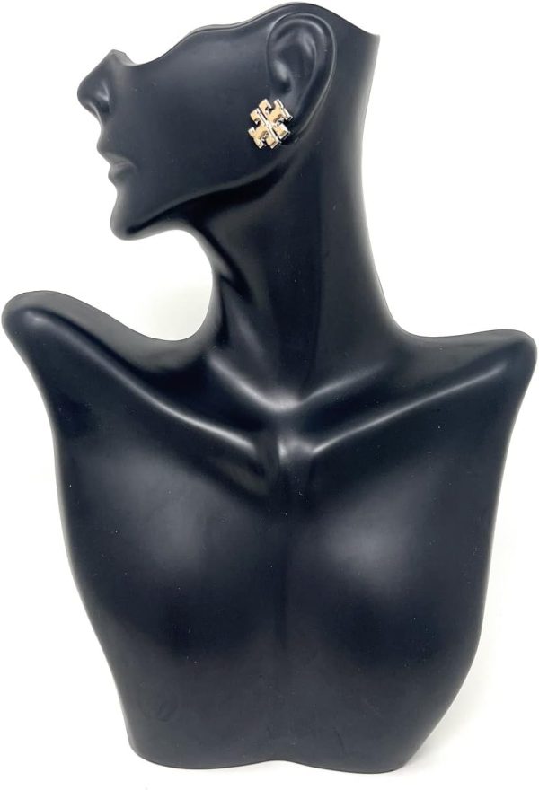 Tory Burch Extra Large Logo Stud Earring Two Toned Gold Silver 5/8'' WIde, Multi-4