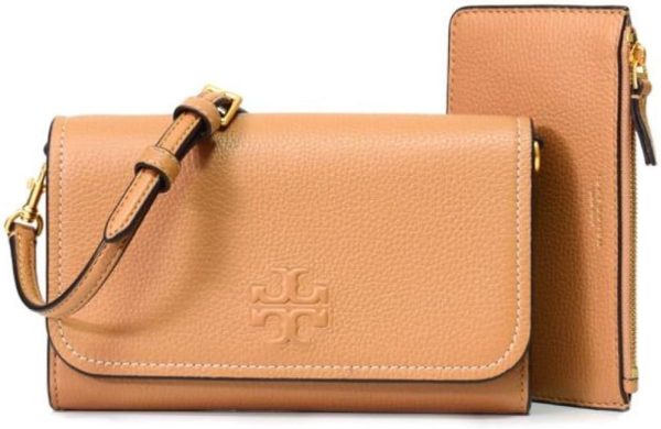 Tory Burch Womens 146467 Thea Pebbled Leather With Gold-tone Hardware Crossbody Bag With Flat Wallet-0