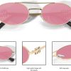 Retro Oval 90s Metal Sunglasses for Women, 2025 Trendy Chic Narrow Gold Sun Glasses Fashion Sunnies-4