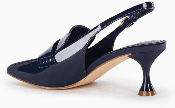 Coutgo Women's Pointed Toe Sandals Slingback Kitten Heel Pumps Slip On Ankle Buckle Dress Shoes-5