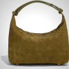 Women's Suede Hobo Bag - Woven Leather Shoulder Bag with Spacious Interior