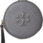 Tory Burch 150410 Thea Pebbled Leather With Gold Hardware Women's Coin Pouch (Gray Heron)-0