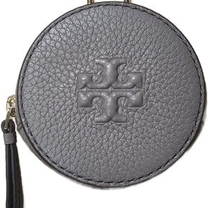 Tory Burch 150410 Thea Pebbled Leather With Gold Hardware Women's Coin Pouch (Gray Heron)-0