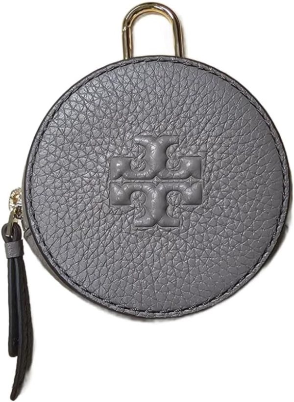 Tory Burch 150410 Thea Pebbled Leather With Gold Hardware Women's Coin Pouch (Gray Heron)-0