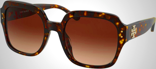 Tory Burch TY 7143U 172813 Dark Tortoise Plastic Square Sunglasses Brown Gradient Lens