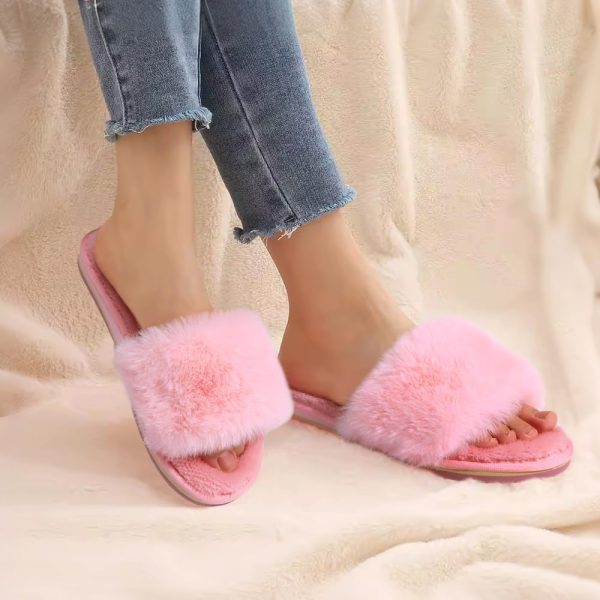 COFACE Womens Slippers with Arch Support Comfy Open Toe Fuzzy Woman House Shoes Plantar Fasciitis Orthotic Ladies Slippers Indoor skims