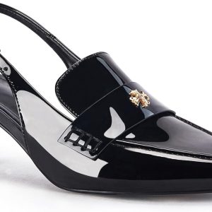 Coutgo Women's Pointed Toe Sandals Slingback Kitten Heel Pumps Slip On Ankle Buckle Dress Shoes toefl