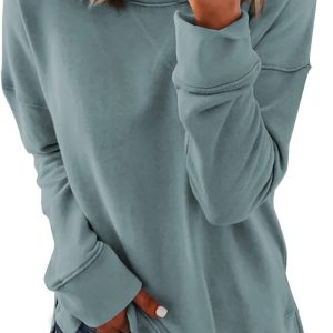 Dokotoo Women's Casual Crew Neck Sweatshirt Loose Soft Long Sleeve Pullover Tops-0
