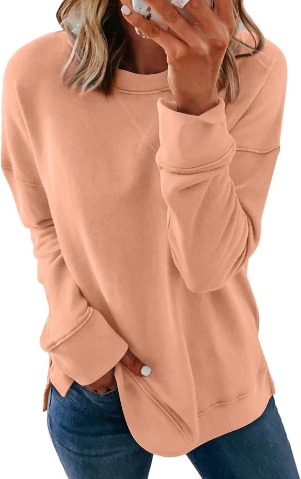 Dokotoo Women's Casual Crew Neck Sweatshirt Loose Soft Long Sleeve Pullover Tops-0