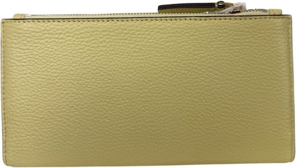Tory Burch Women's Blake Pebble Leather Colorblock Slim Envelope Wallet (Lemon Sugar)-2